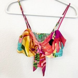 Farm Rio Floral Tie Front Crop Top